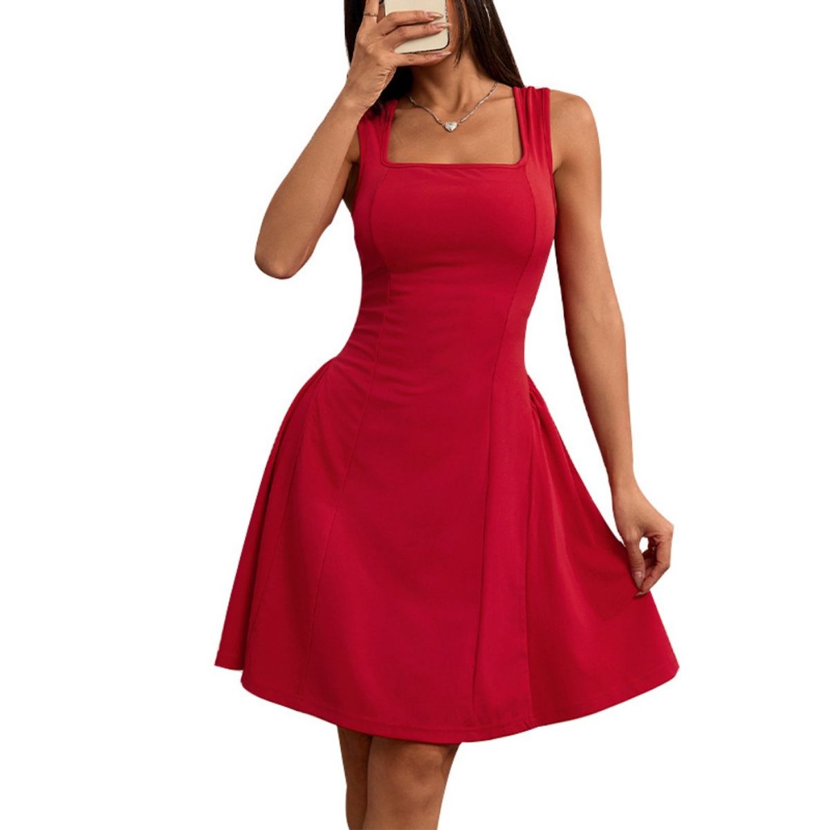 GIOIO - Vestido Mujer Casual Versátil y Cómodo Rojo