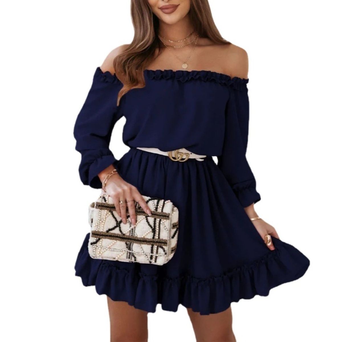GIOIO - Vestido Mujer Casual Versátil y Cómodo Azul