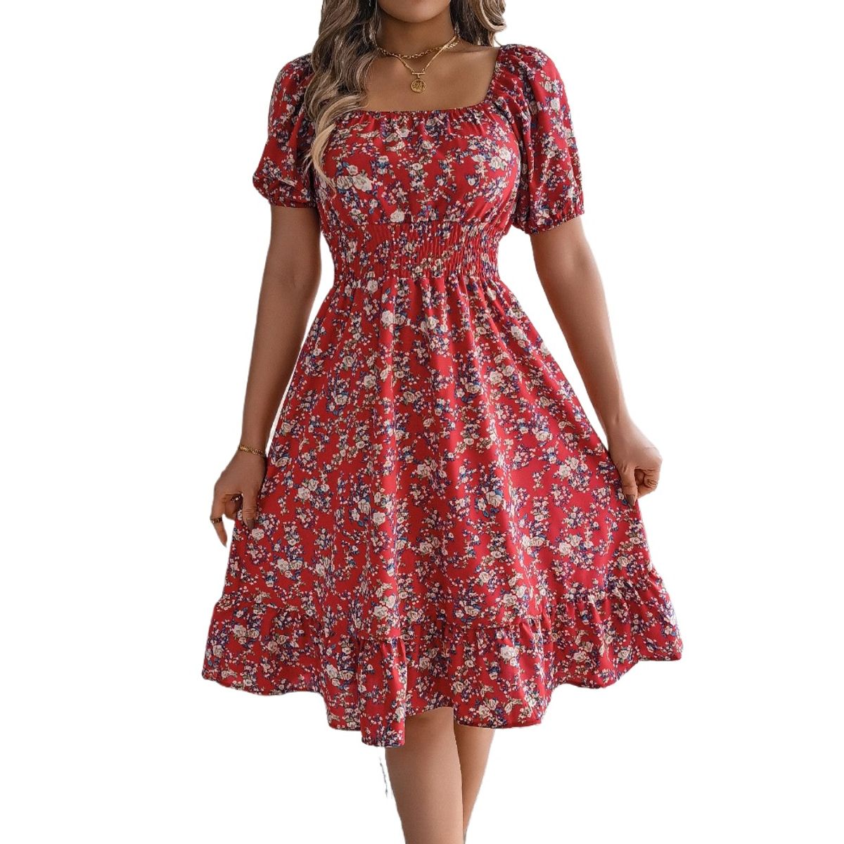 GIOIO - Vestido Mujer Casual Versátil y Cómodo Rojo