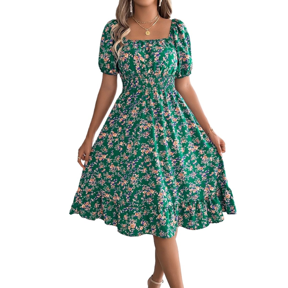 GIOIO - Vestido Mujer Casual Versátil y Cómodo Verde