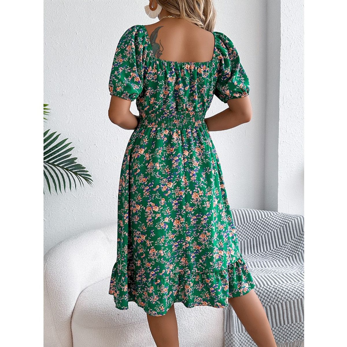 GIOIO - Vestido Mujer Casual Versátil y Cómodo Verde