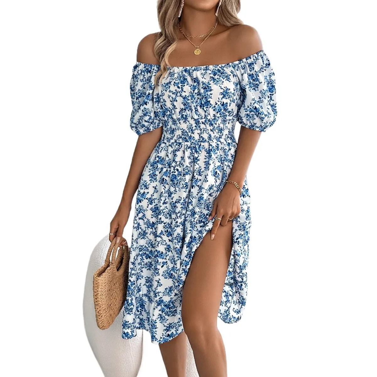 GIOIO - Vestido Mujer Casual Versátil y Cómodo Azul