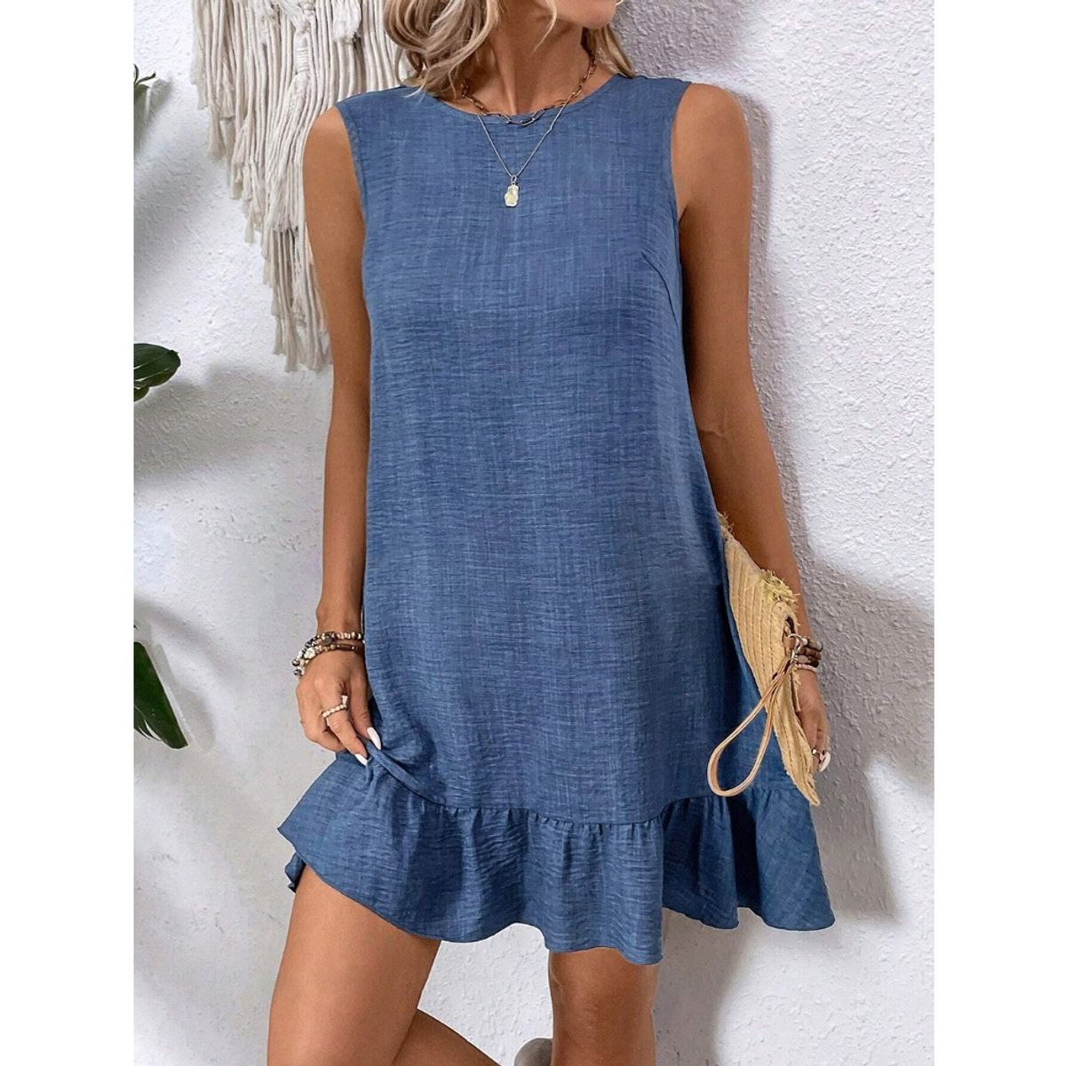GIOIO - Vestido Mujer Casual Versátil y Cómodo Azul