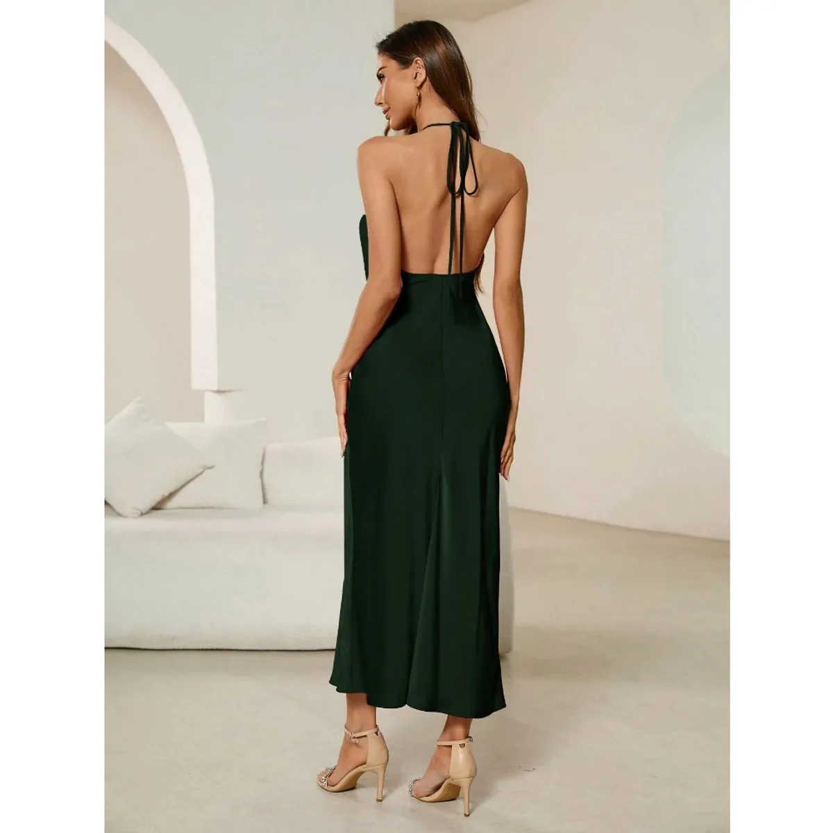 GIOIO - Vestido Mujer Casual Versátil y Cómodo Verde