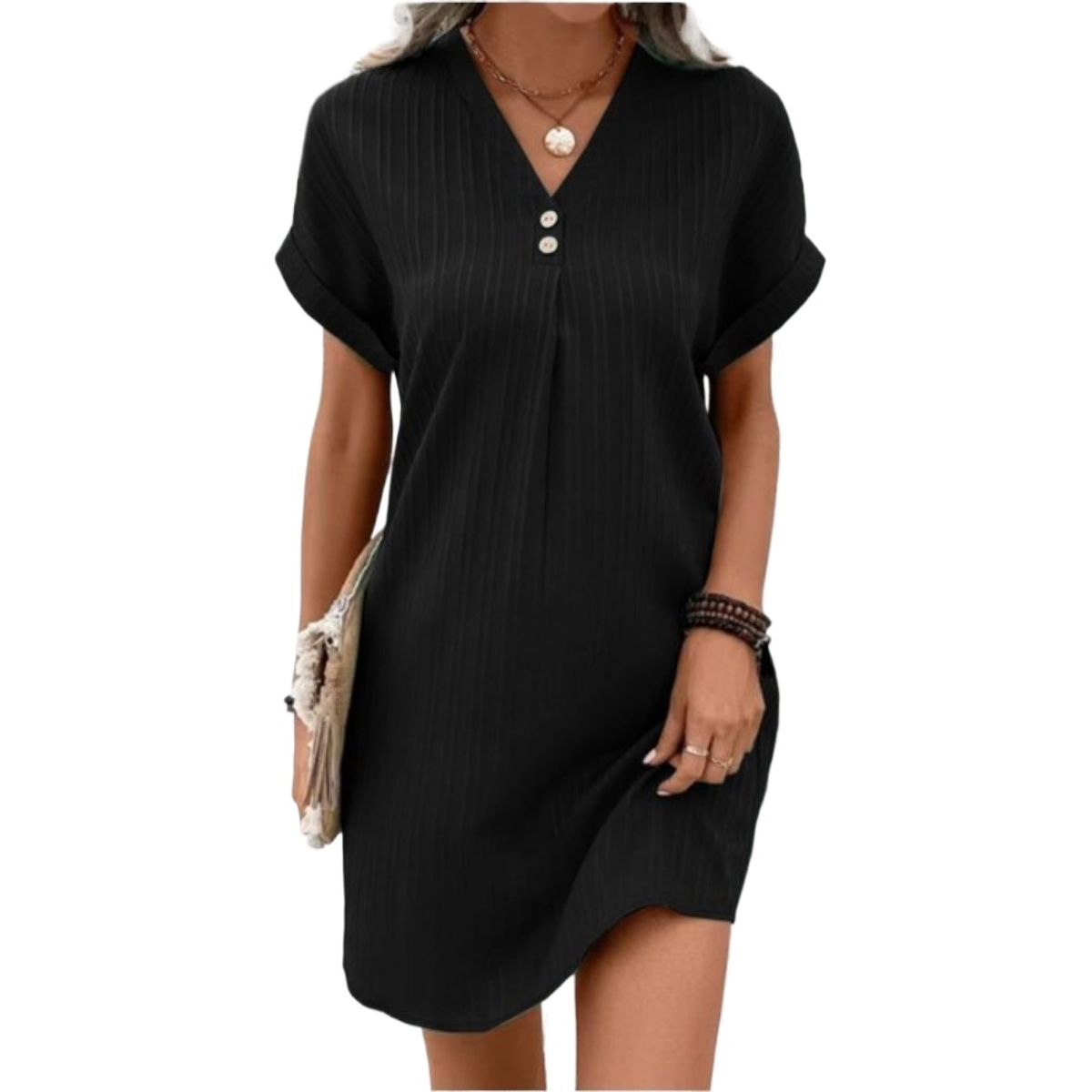 GIOIO - Vestido Mujer Casual Versátil y Cómodo Negro