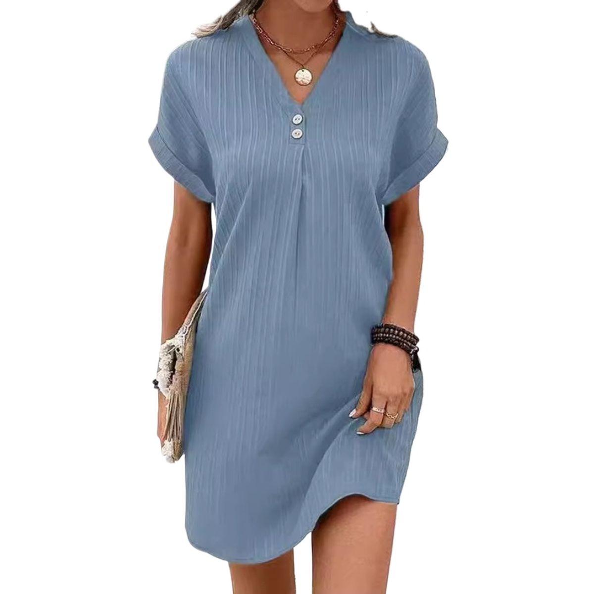 GIOIO - Vestido Mujer Casual Versátil y Cómodo Azul