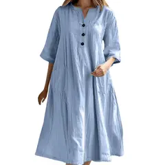 GIOIO - Vestido Mujer Casual Versátil y Cómodo Azul