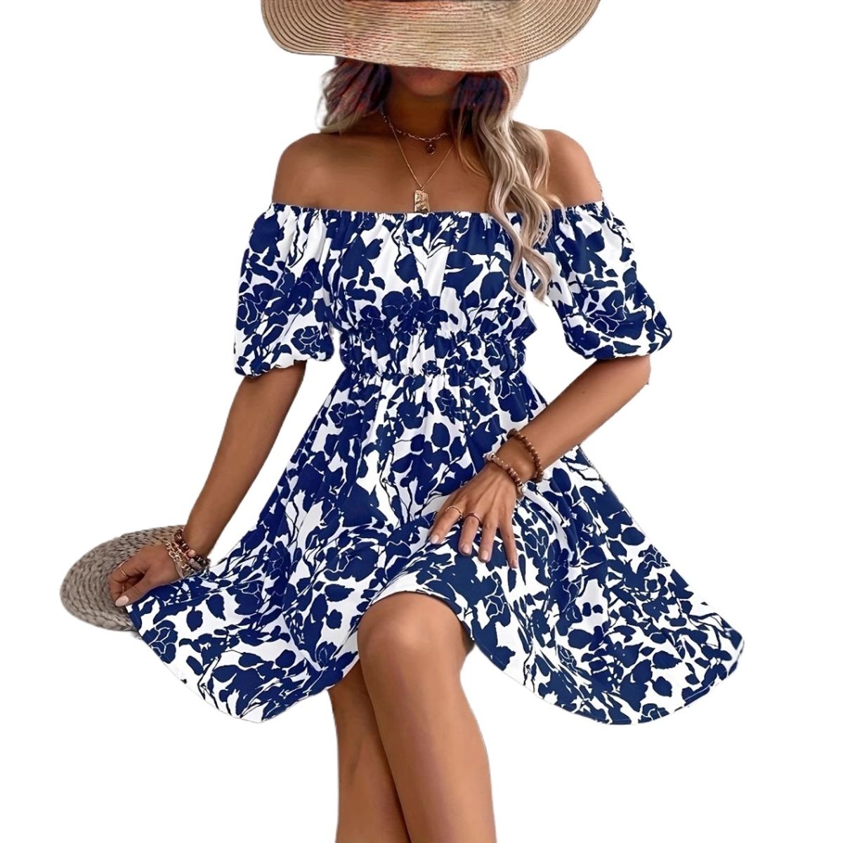 GIOIO - Vestido Mujer Casual Versátil y Cómodo Azul
