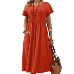 GIOIO - Vestido Mujer Casual Versátil y Cómodo Rojo