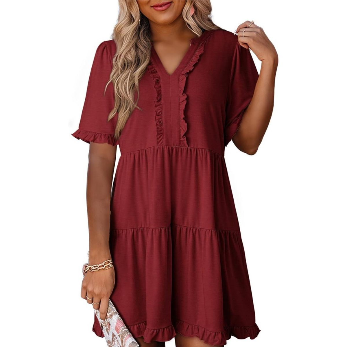 GIOIO - Vestido Mujer Casual Versátil y Cómodo Rojo