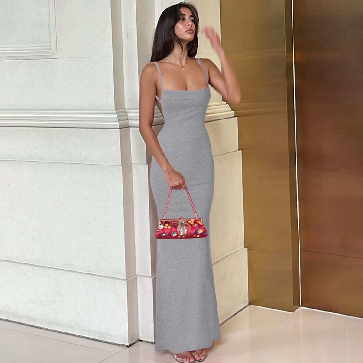 GIOIO - Vestido Mujer Casual Versátil y Cómodo Gris
