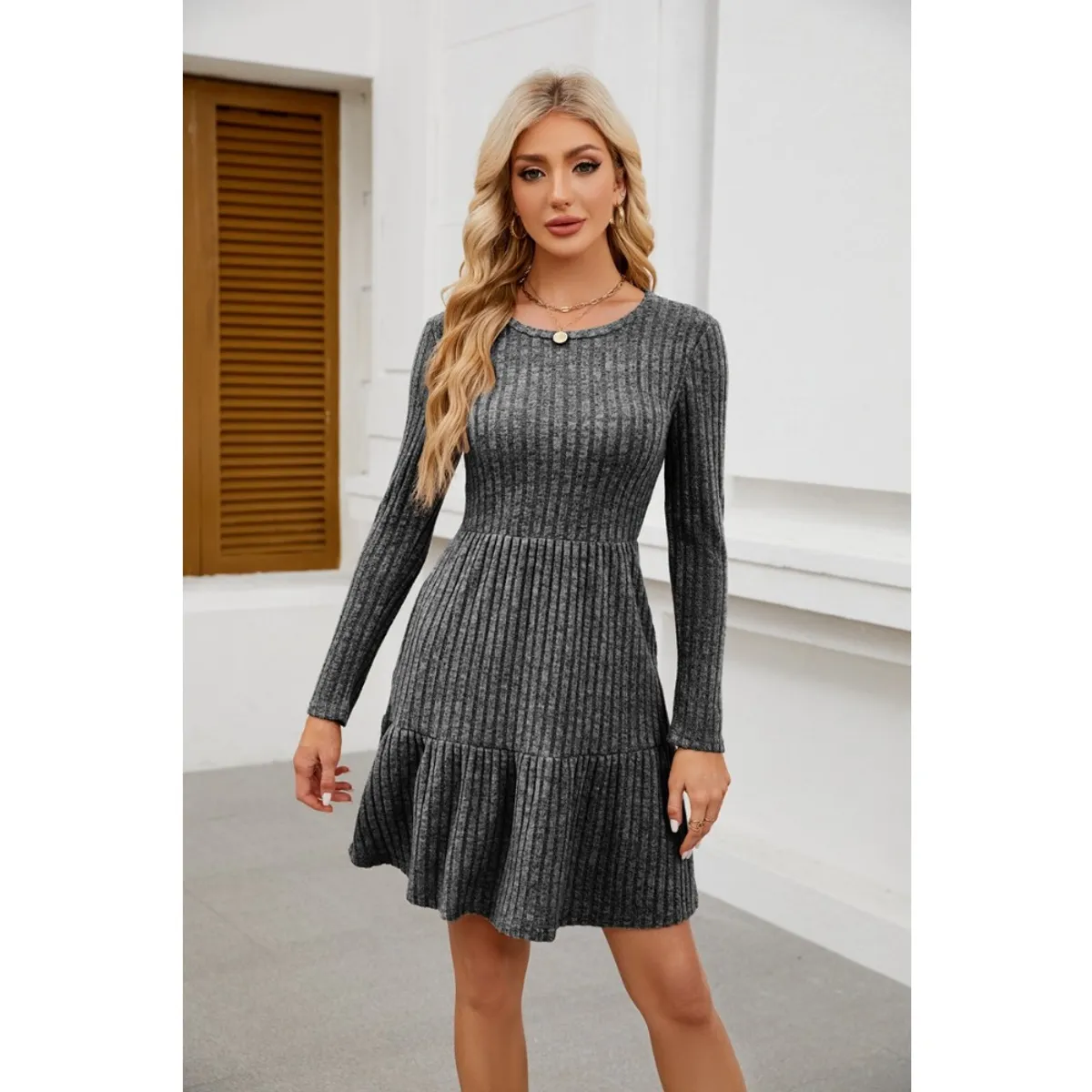 GIOIO - Vestido Mujer Casual Versátil y Cómodo Gris