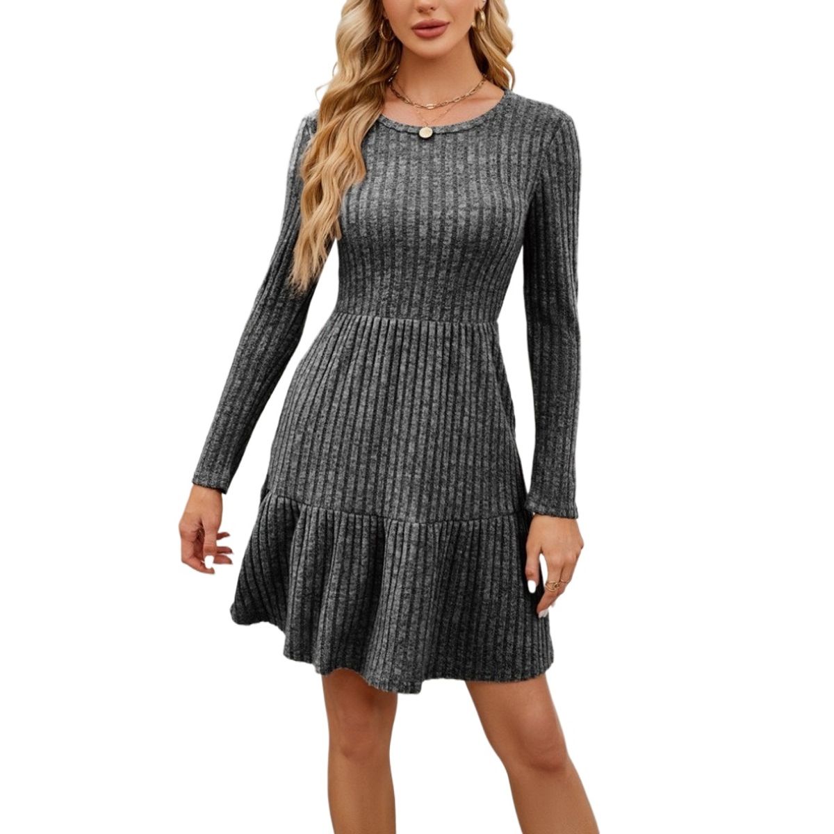 GIOIO - Vestido Mujer Casual Versátil y Cómodo Gris
