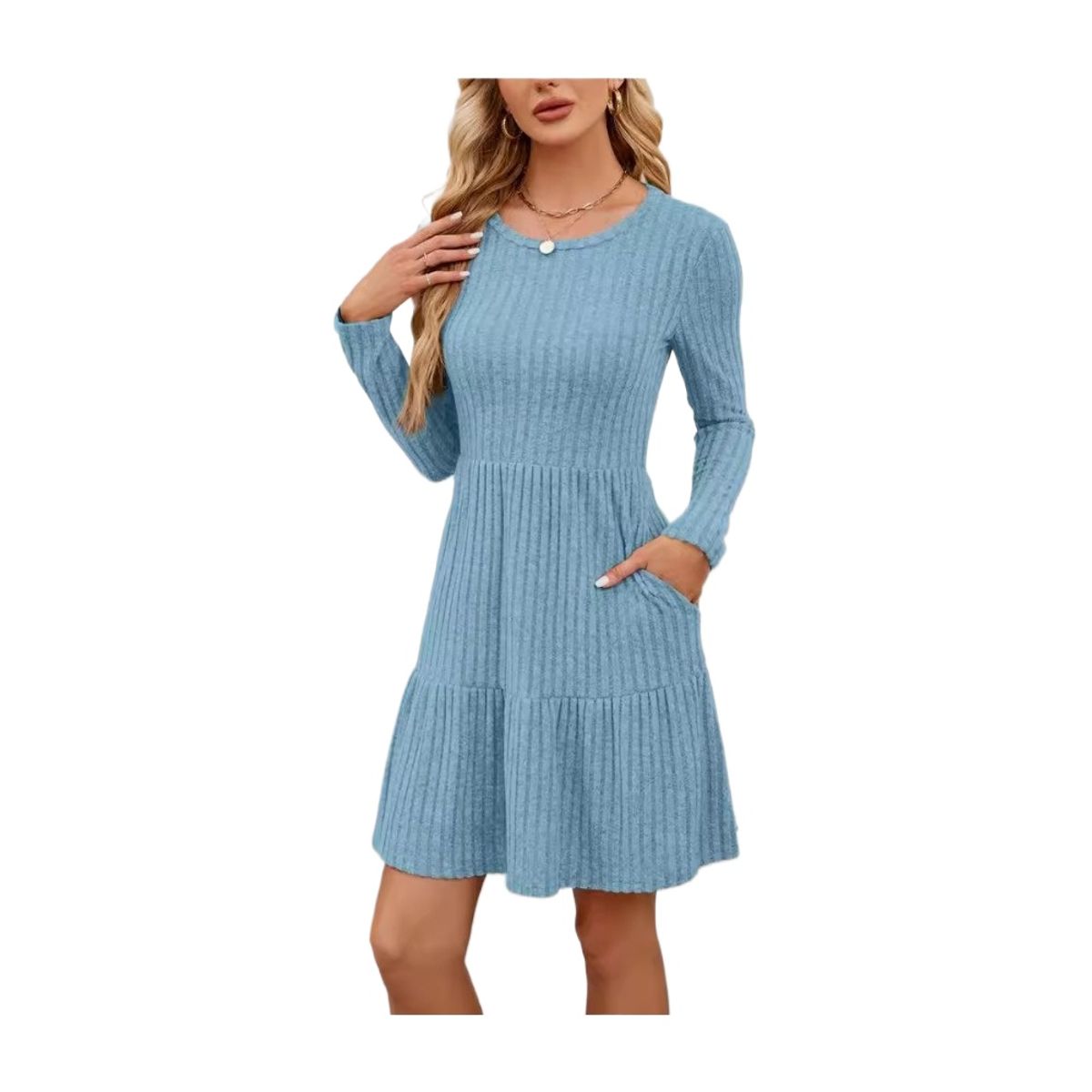 GIOIO - Vestido Mujer Casual Versátil y Cómodo Azul