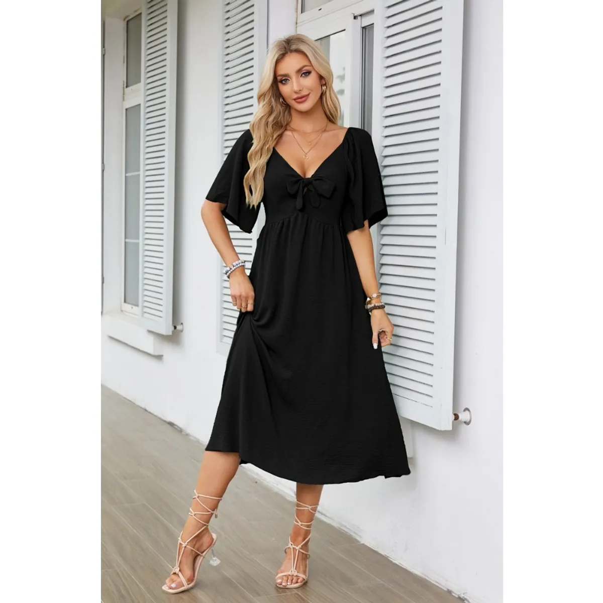 GIOIO - Vestido Mujer Casual Versátil y Cómodo Negro