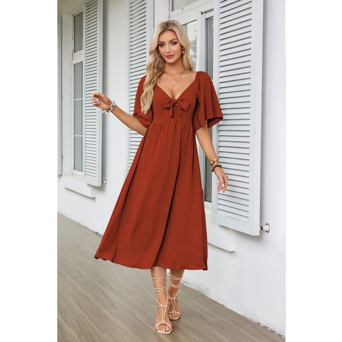 GIOIO - Vestido Mujer Casual Versátil y Cómodo Rojo
