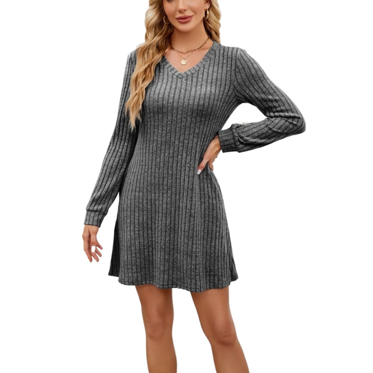 GIOIO - Vestido Mujer Casual Versátil y Cómodo Gris