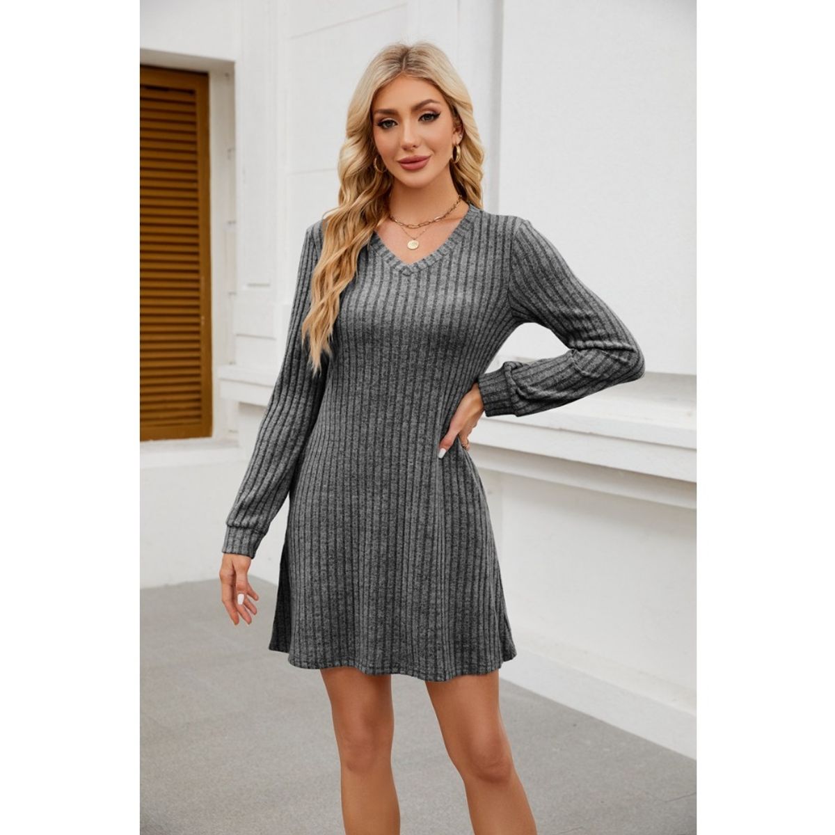 GIOIO - Vestido Mujer Casual Versátil y Cómodo Gris