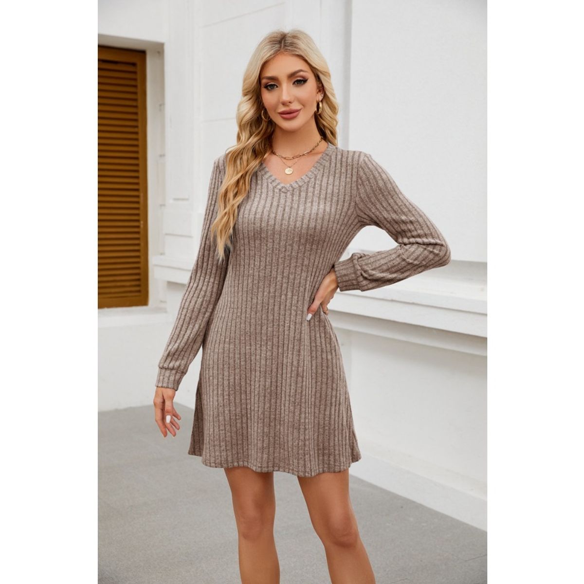 GIOIO - Vestido Mujer Casual Versátil y Cómodo Marrón