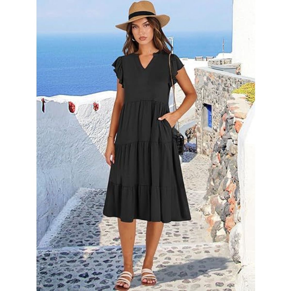 GIOIO - Vestido Mujer Casual Versátil y Cómodo Negro