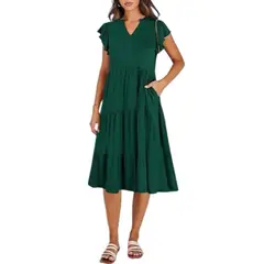 GIOIO - Vestido Mujer Casual Versátil y Cómodo Verde