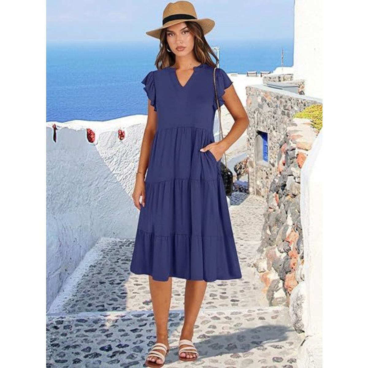 GIOIO - Vestido Mujer Casual Versátil y Cómodo Azul