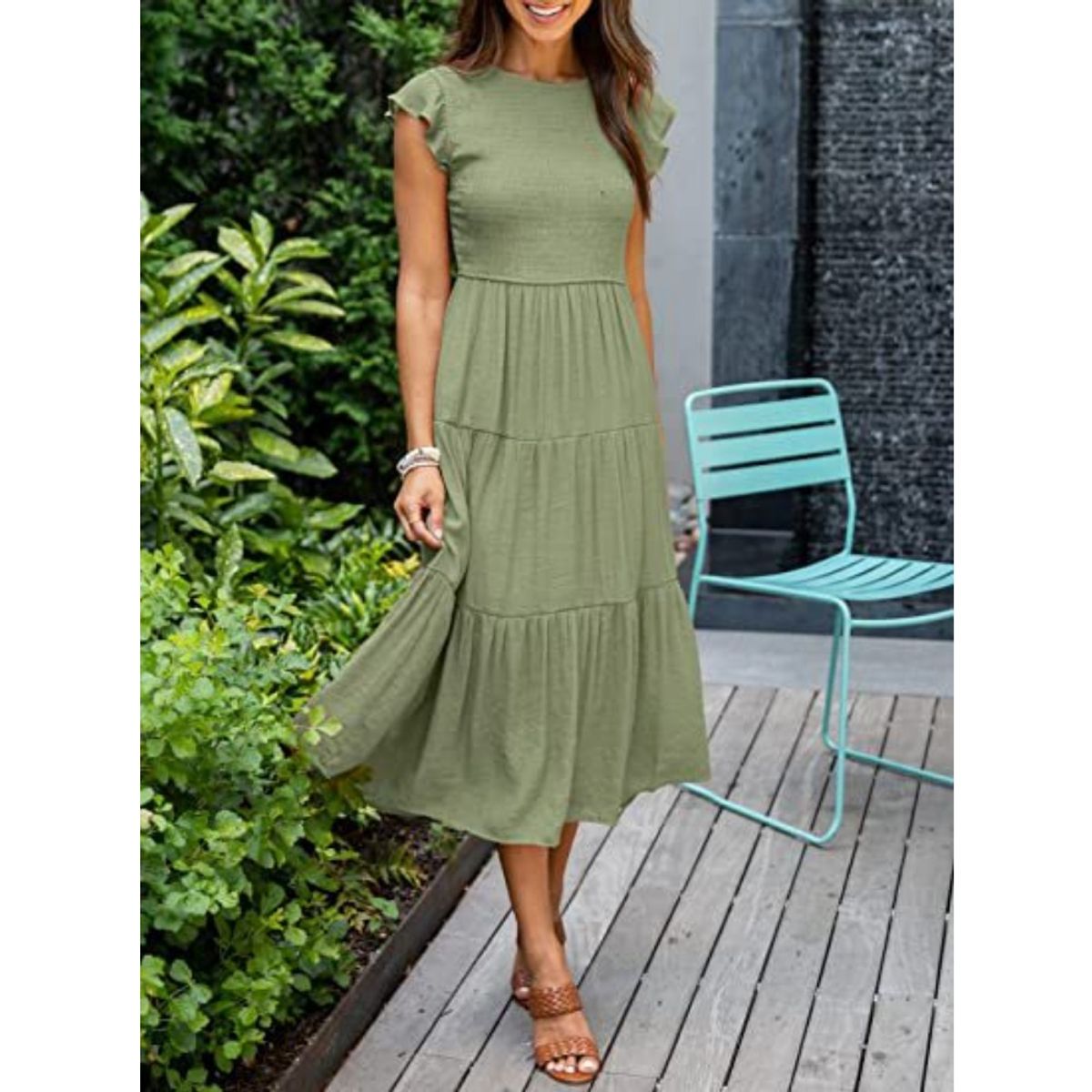 GIOIO - Vestido Mujer Casual Versátil y Cómodo Verde