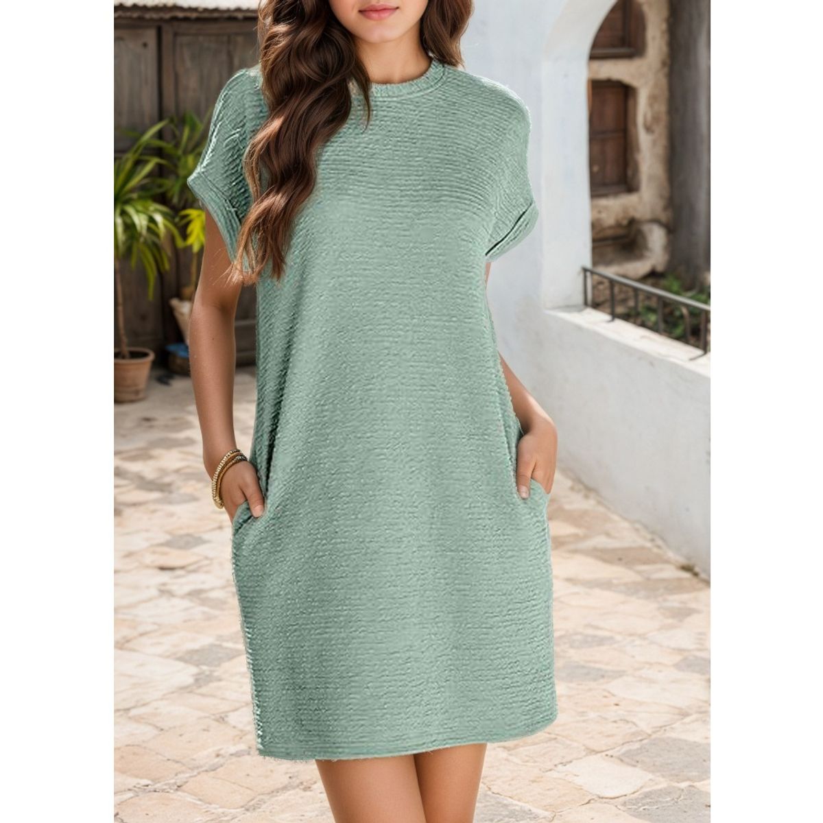 GIOIO - Vestido Mujer Casual Versátil y Cómodo Verde