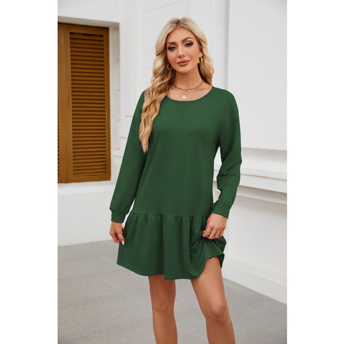 GIOIO - Vestido Mujer Casual Versátil y Cómodo Verde
