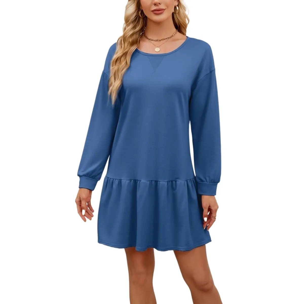 GIOIO - Vestido Mujer Casual Versátil y Cómodo Azul
