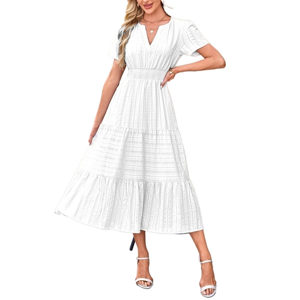 GIOIO - Vestido Mujer Casual Versátil y Cómodo Blanco