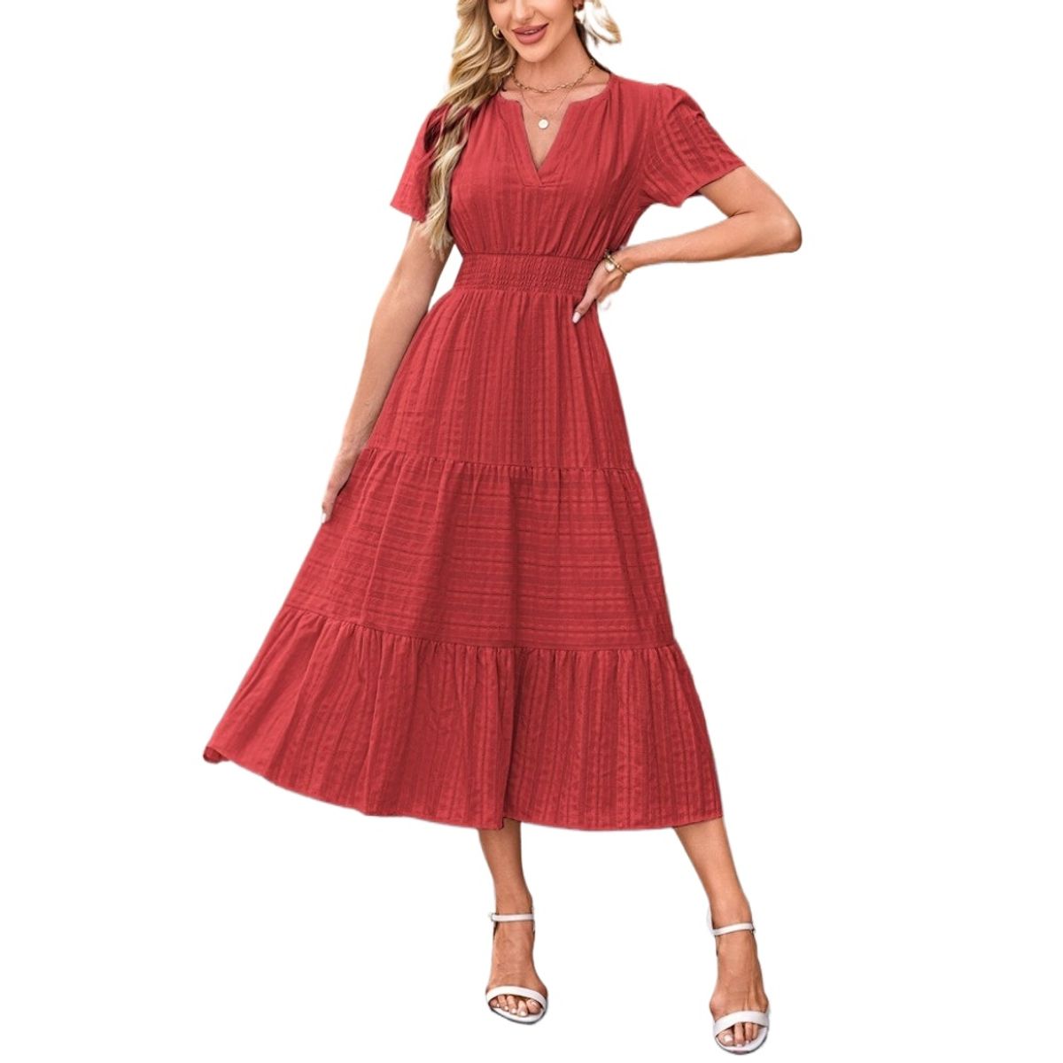 GIOIO - Vestido Mujer Casual Versátil y Cómodo Rojo