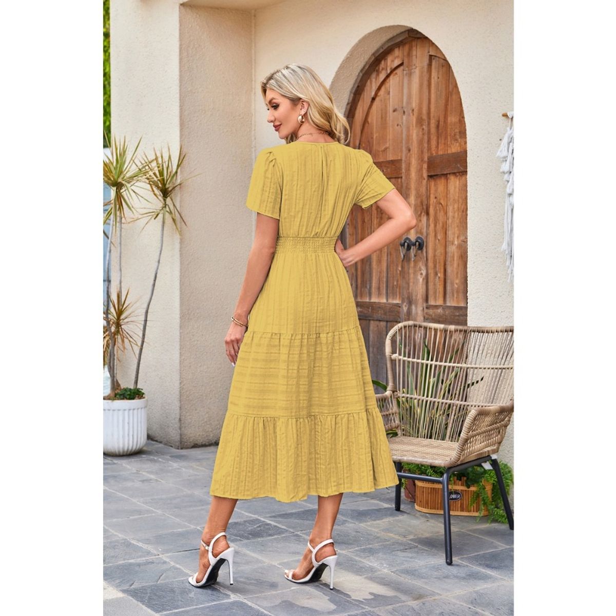 GIOIO - Vestido Mujer Casual Versátil y Cómodo Amarillo