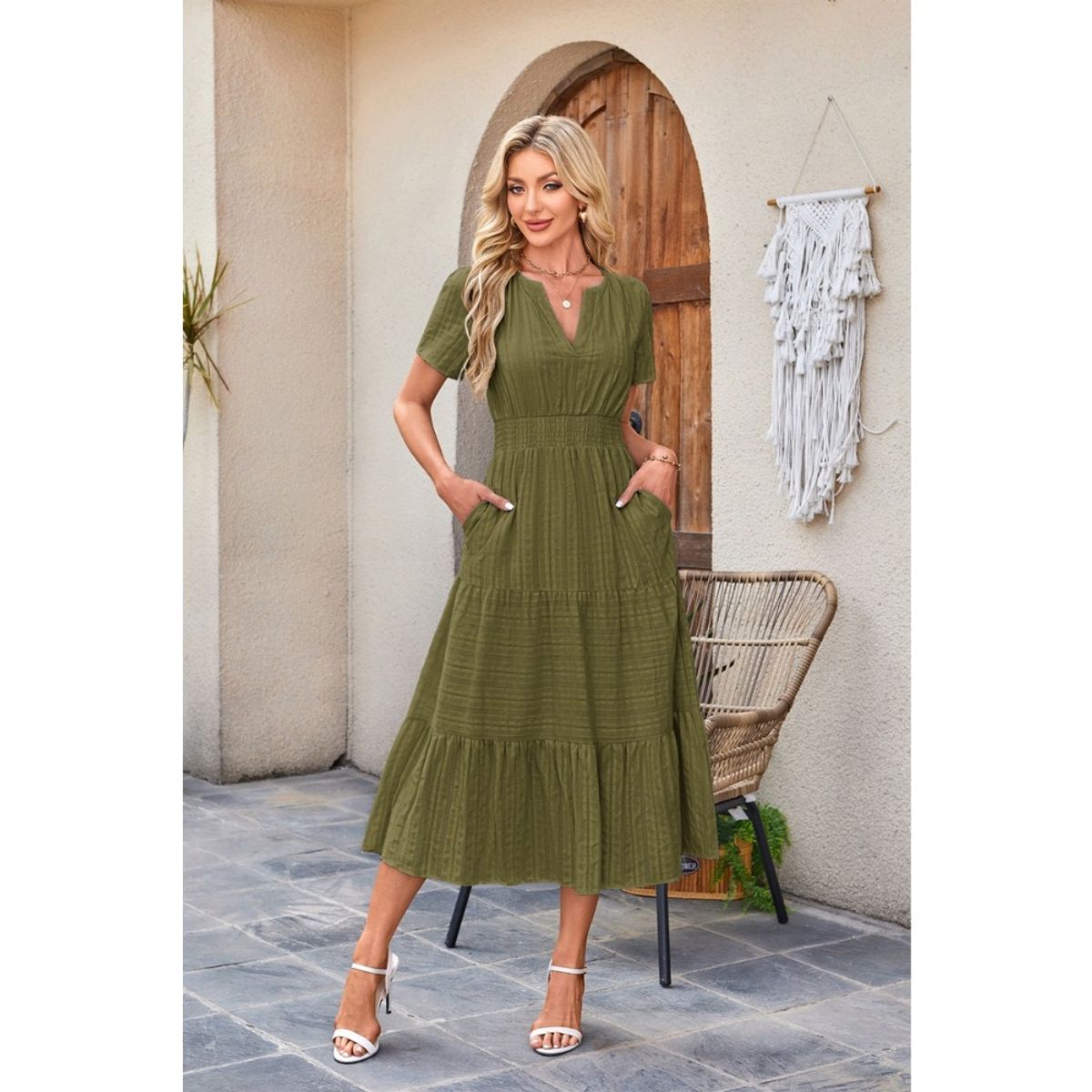 GIOIO - Vestido Mujer Casual Versátil y Cómodo Verde