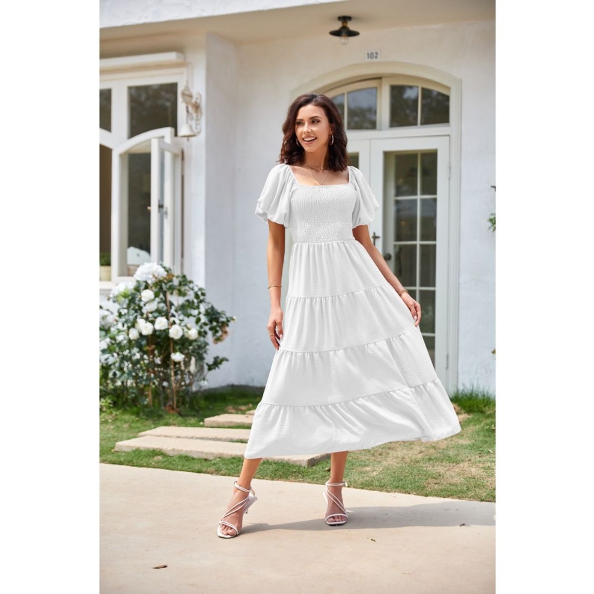 GIOIO - Vestido Mujer Casual Versátil y Cómodo Blanco