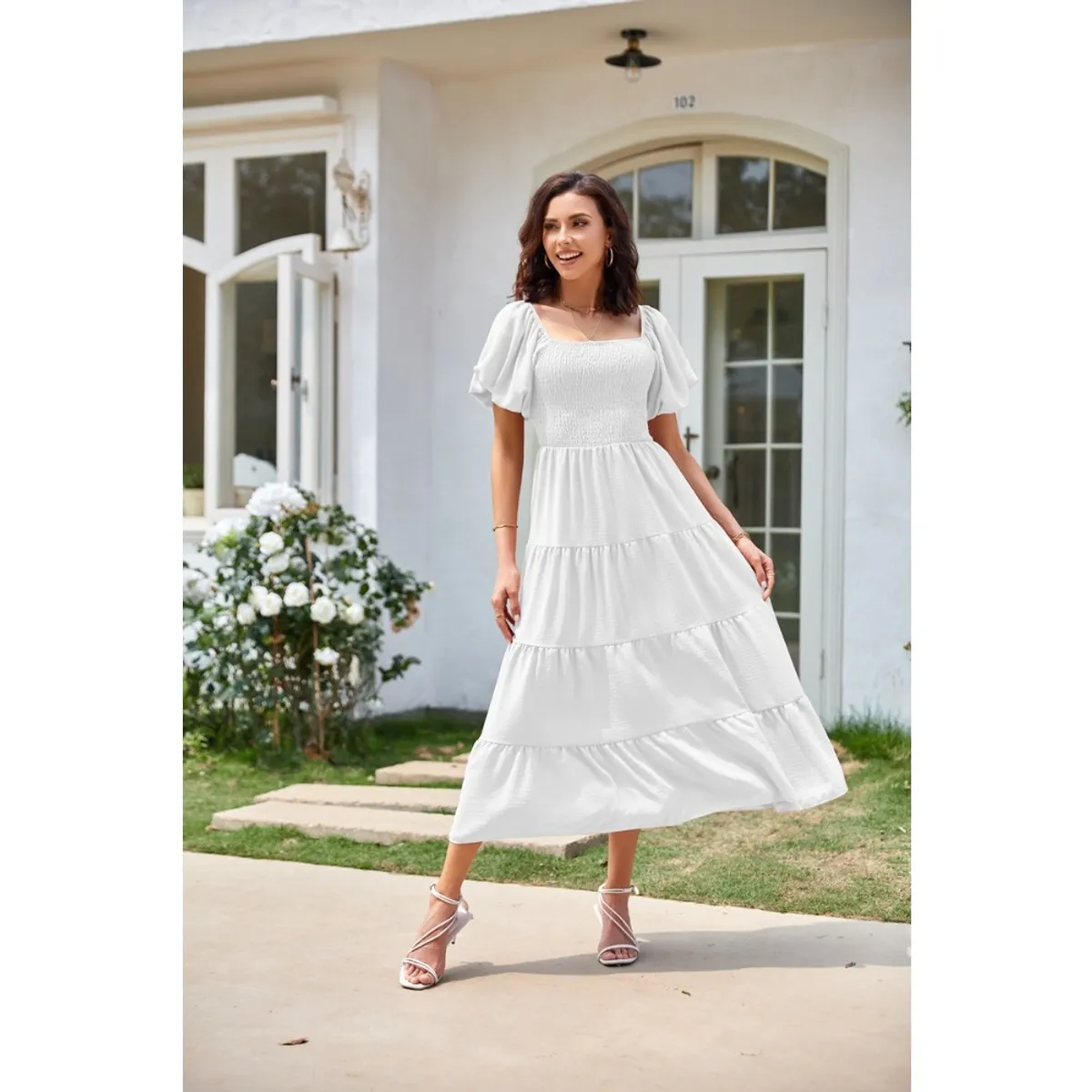GIOIO - Vestido Mujer Casual Versátil y Cómodo Blanco