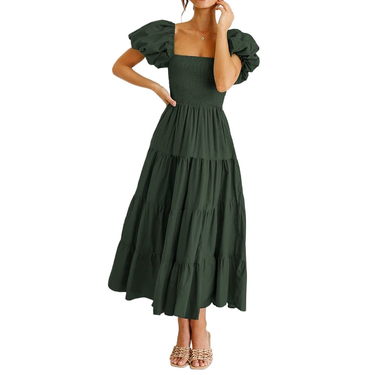 GIOIO - Vestido Mujer Casual Versátil y Cómodo Verde