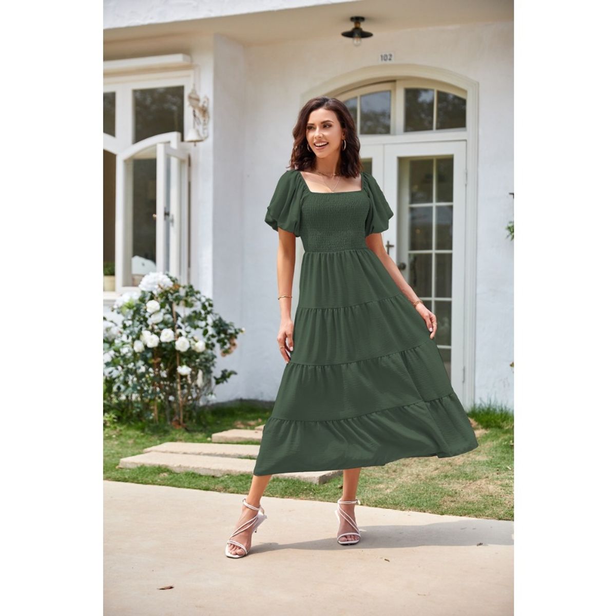 GIOIO - Vestido Mujer Casual Versátil y Cómodo Verde
