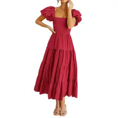 GIOIO - Vestido Mujer Casual Versátil y Cómodo Rojo