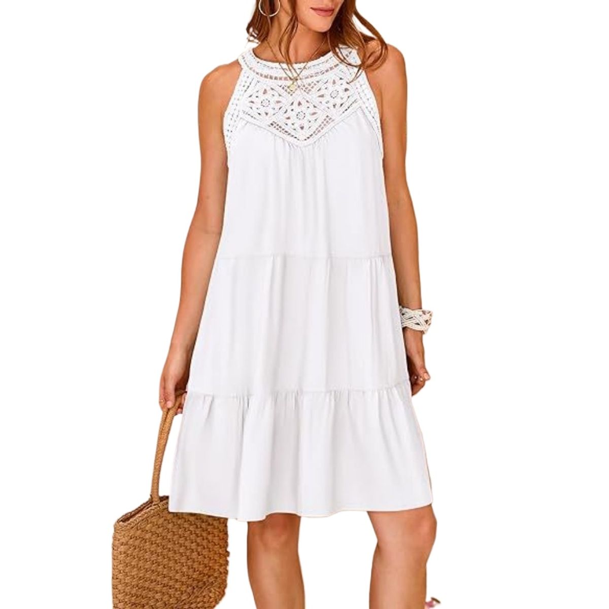 GIOIO - Vestido Mujer Casual Versátil y Cómodo Blanco