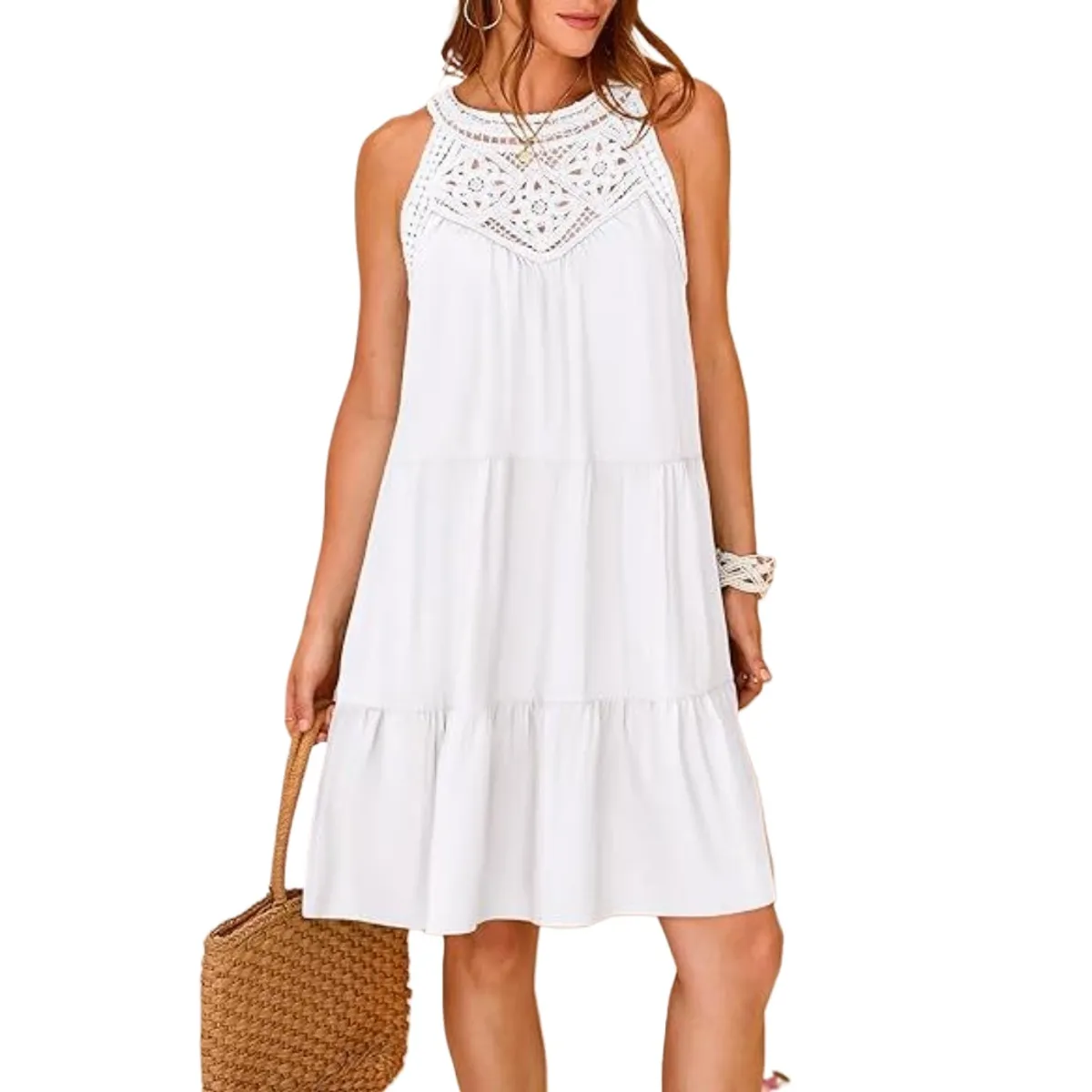 GIOIO - Vestido Mujer Casual Versátil y Cómodo Blanco