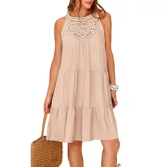 GIOIO - Vestido Mujer Casual Versátil y Cómodo Beige