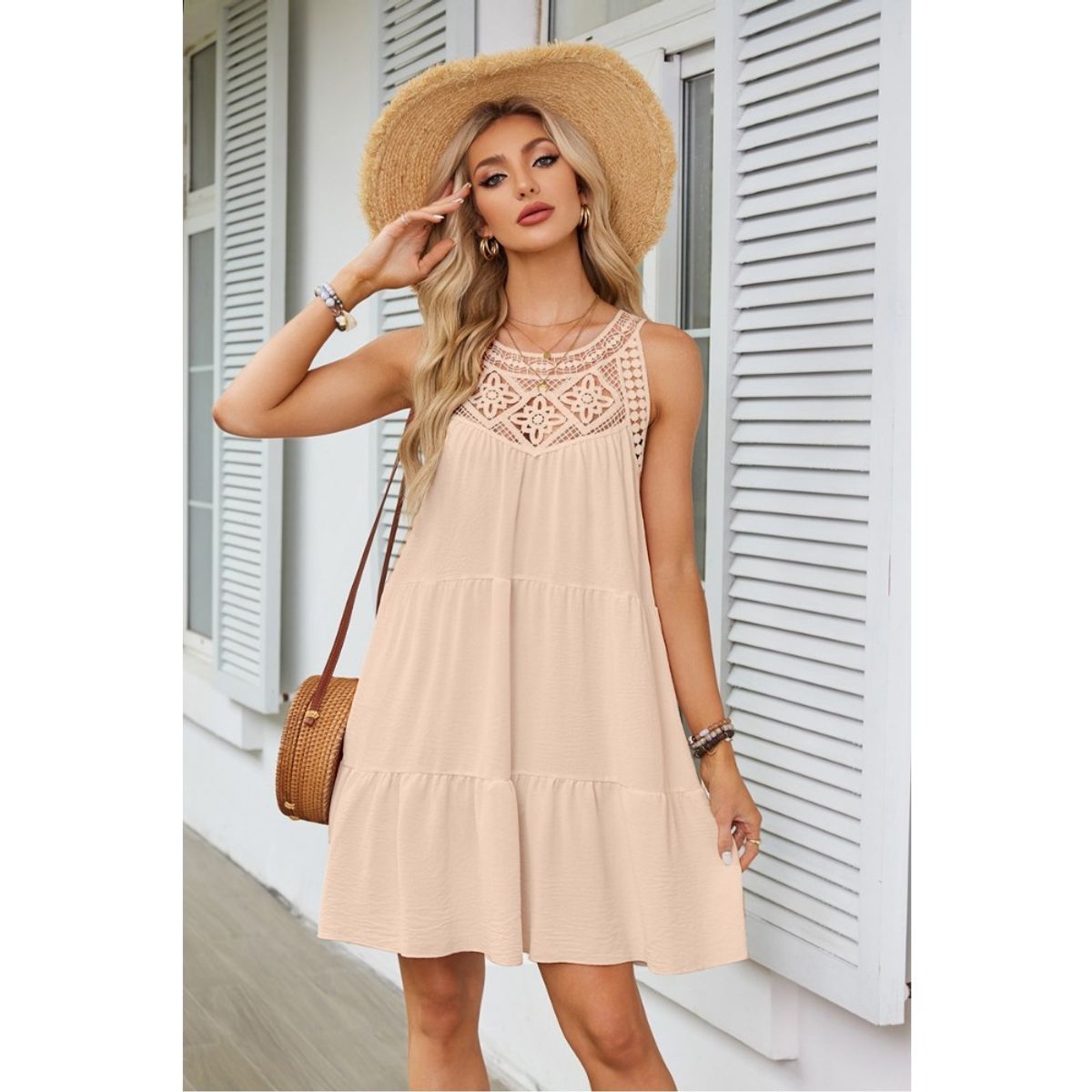 GIOIO - Vestido Mujer Casual Versátil y Cómodo Beige