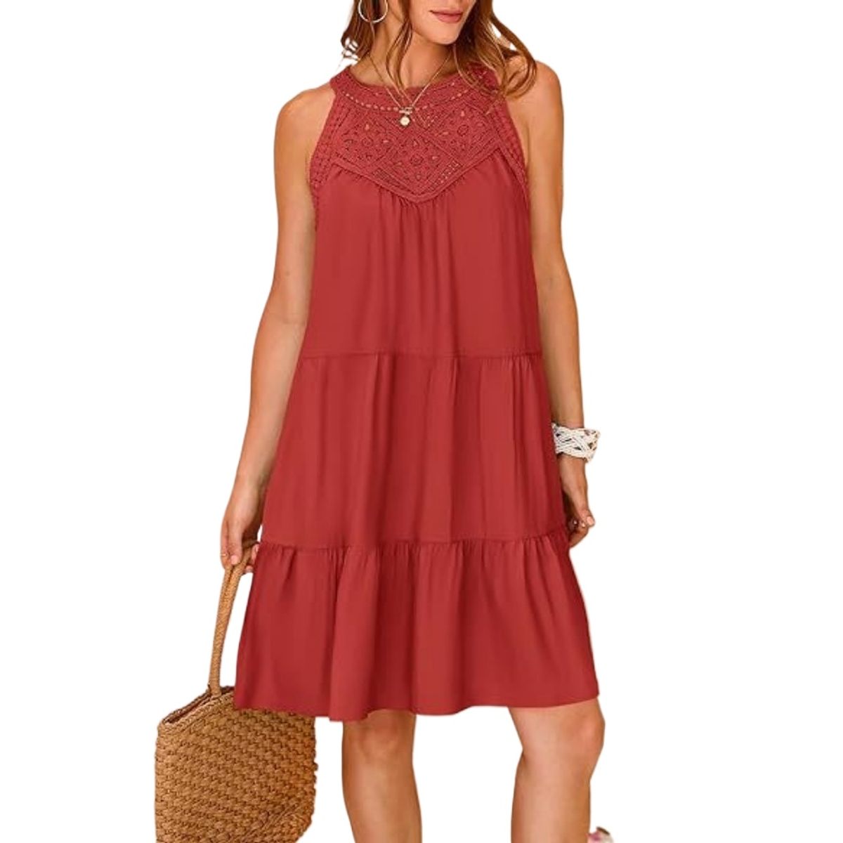 GIOIO - Vestido Mujer Casual Versátil y Cómodo Rojo