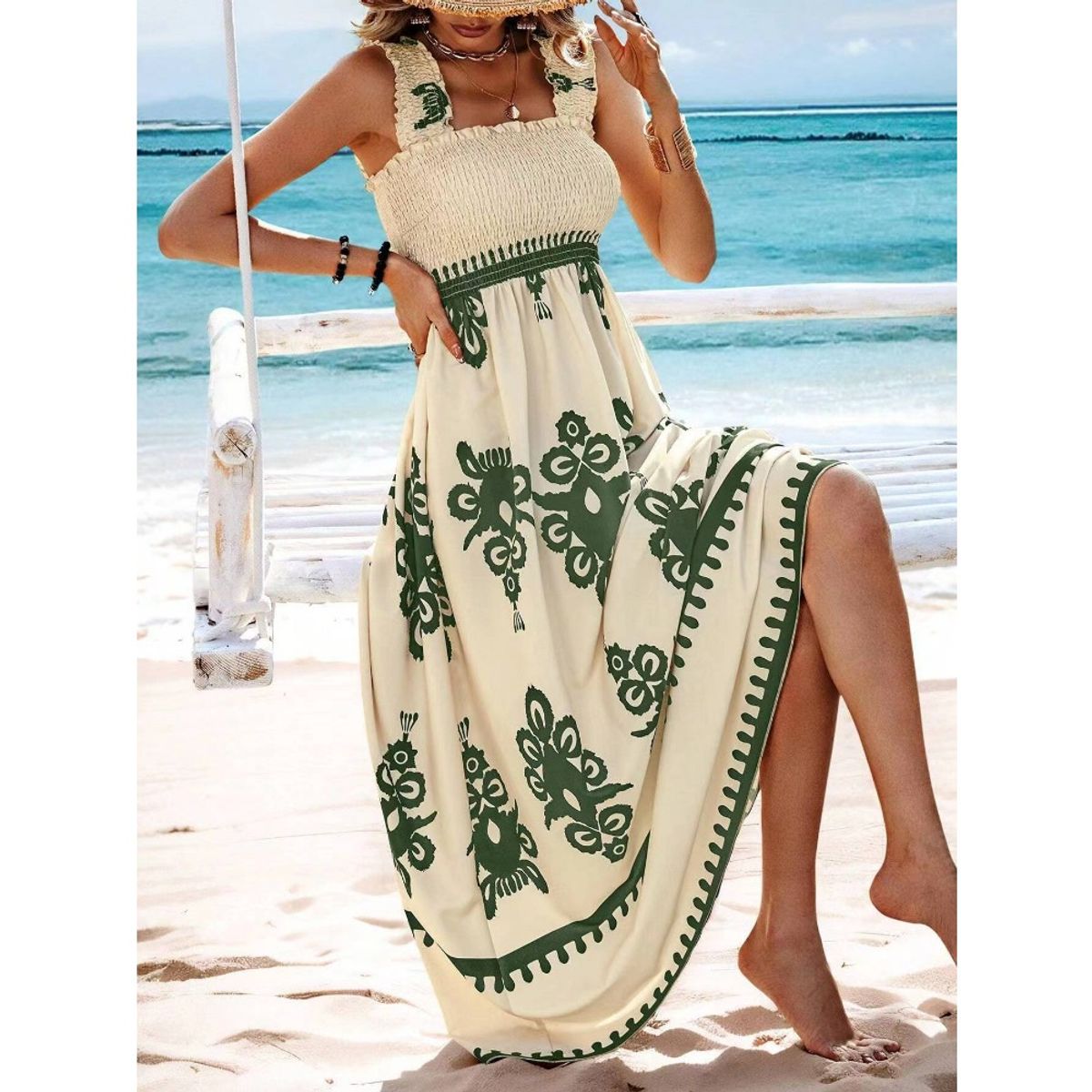 GIOIO - Vestido Mujer Casual Versátil y Cómodo Verde