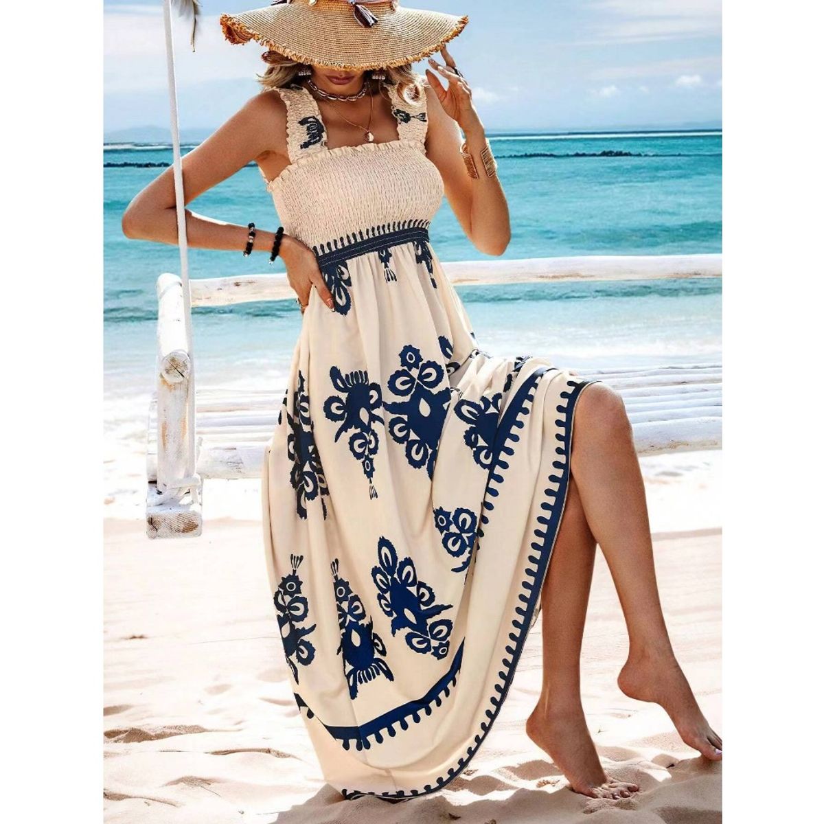 GIOIO - Vestido Mujer Casual Versátil y Cómodo Azul