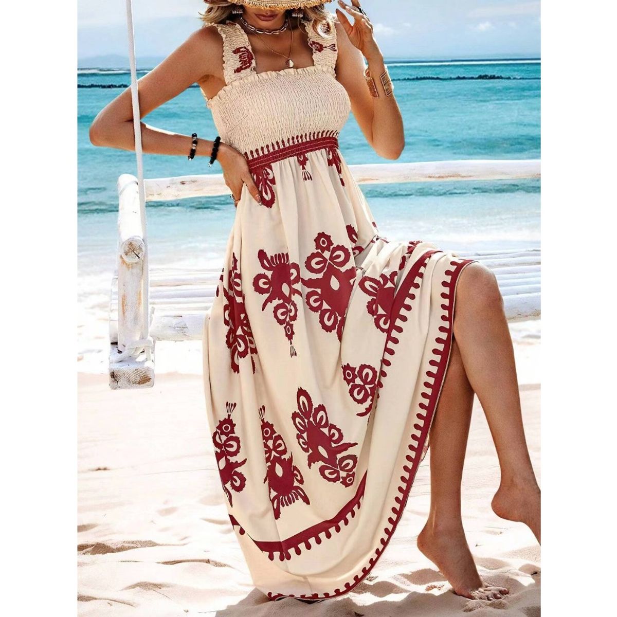 GIOIO - Vestido Mujer Casual Versátil y Cómodo Rojo