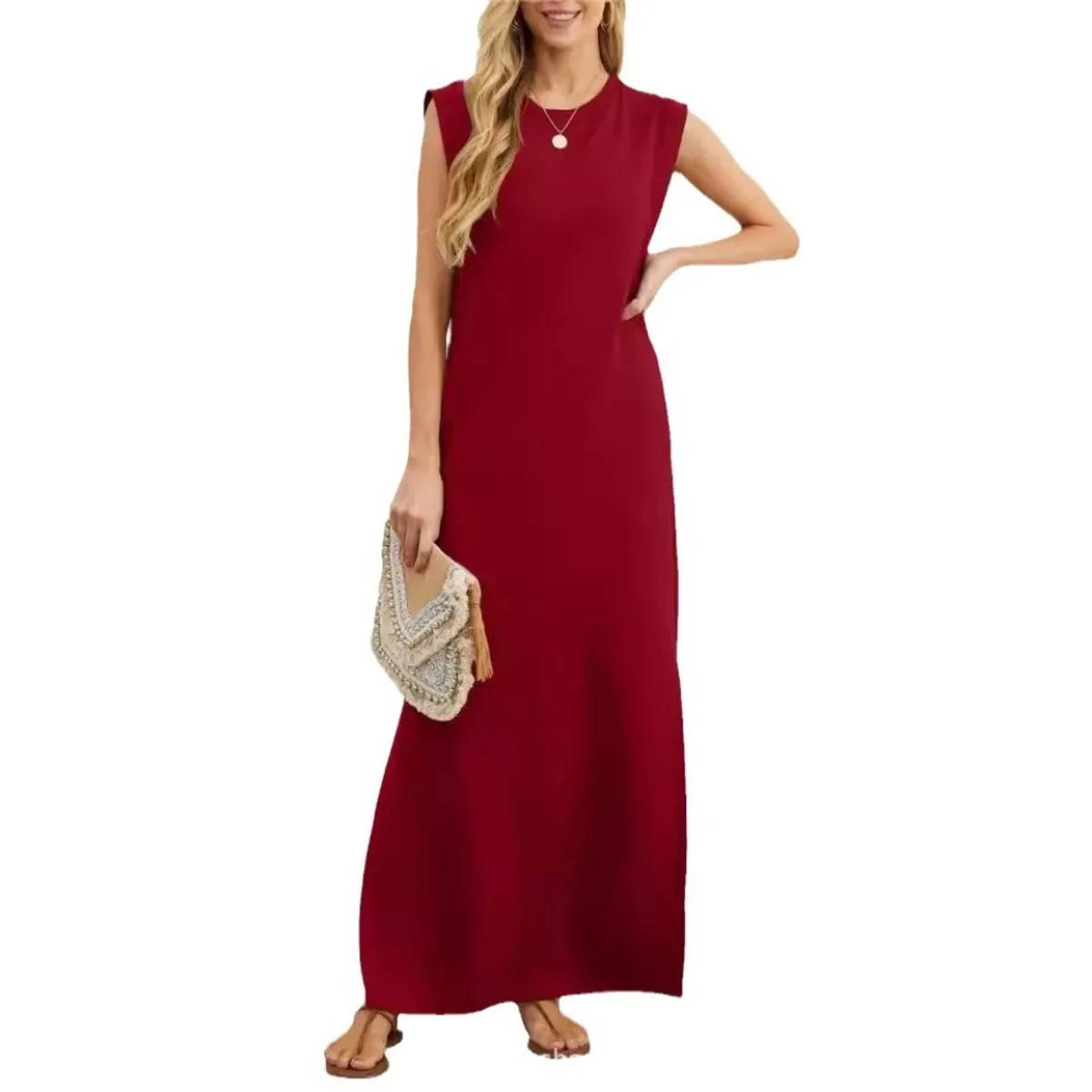 GIOIO - Vestido Mujer Casual Versátil y Cómodo Rojo