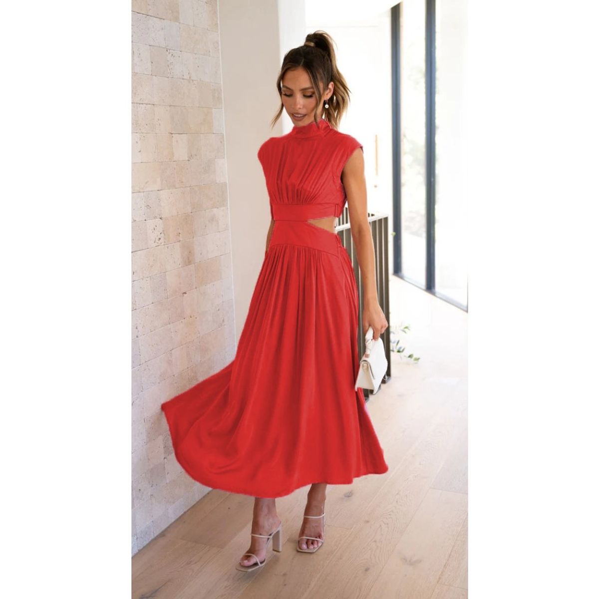 GIOIO - Vestido Mujer Casual Versátil y Cómodo Rojo