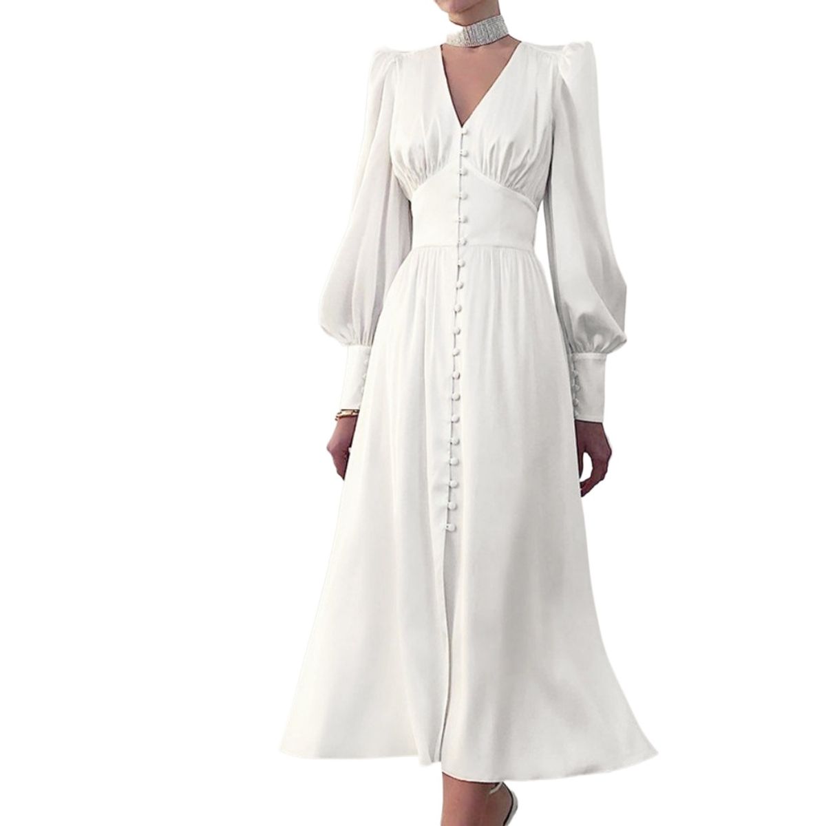 GIOIO - Vestido Mujer Casual Versátil y Cómodo Blanco